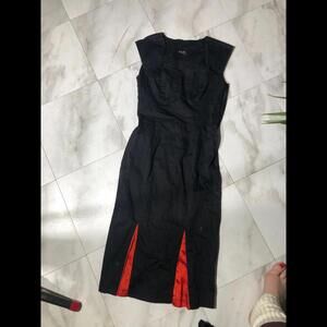 Vintage style dress Office wedding red slits at bottom